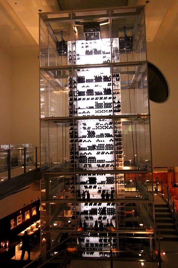 The four-storey wine bar of Aureole, Mandalay Bay, Las Vegas, Nevada.