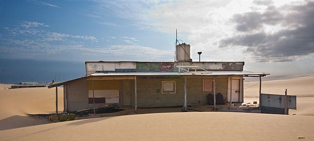 Tin City Buildings in Stockton Beach.