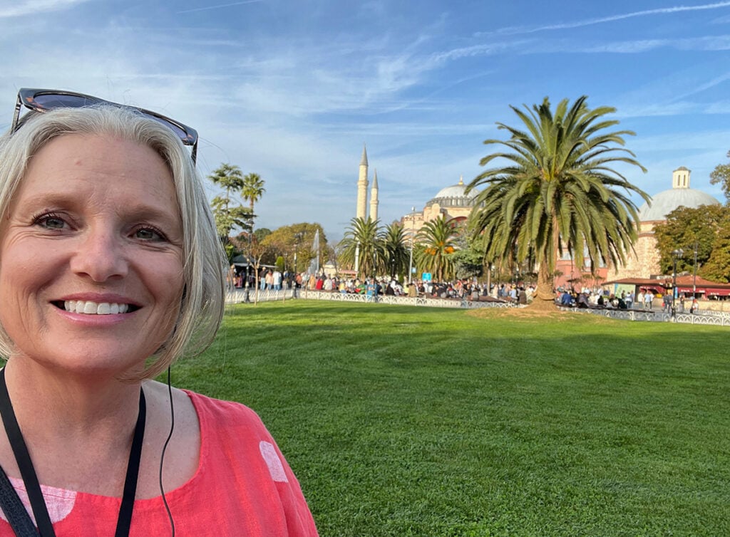 Megan at Sultan Ahmed Park with Haggia Sofia behind me