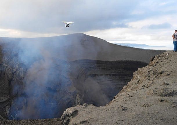 Flying our drone over exploding Mt Yasur, Vanuatu