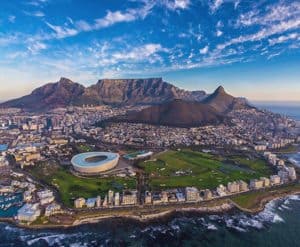 Table Mountain and rugby stadium Cape Town