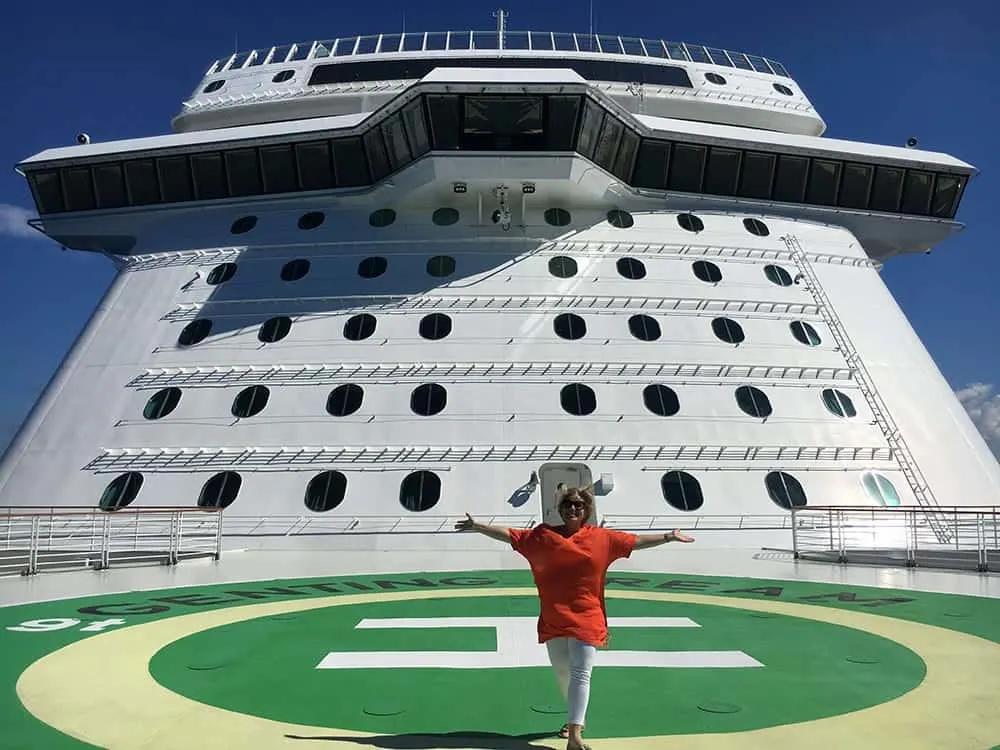 Megan on cruise ship bow