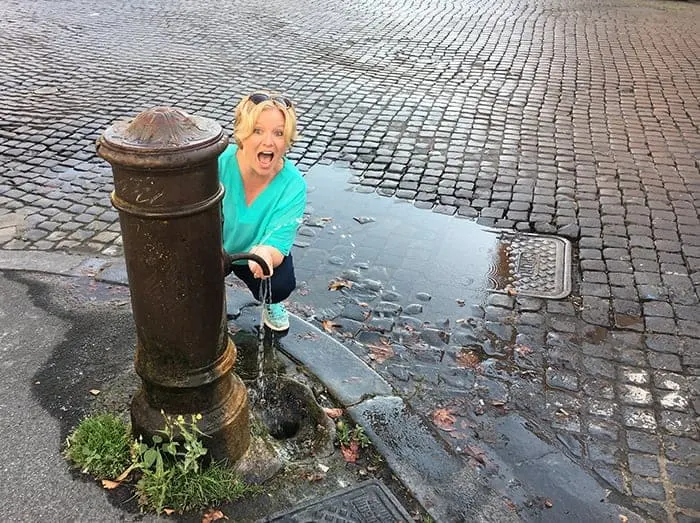 Filling up my water bottle in Rome