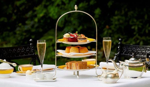 High tea with champagne in London