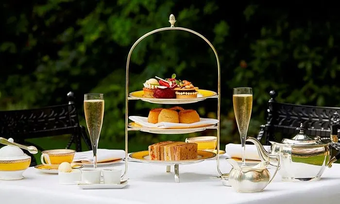 High tea with champagne in London