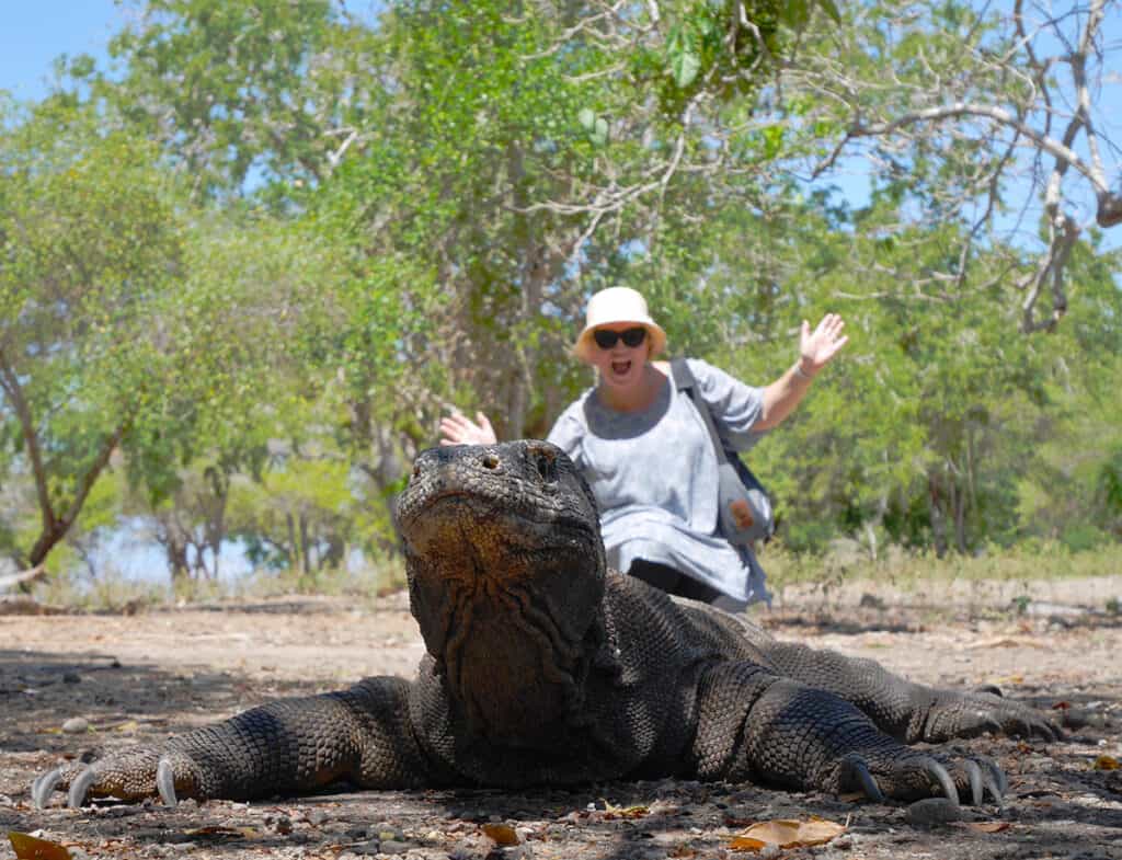 Megan with komodo dragon