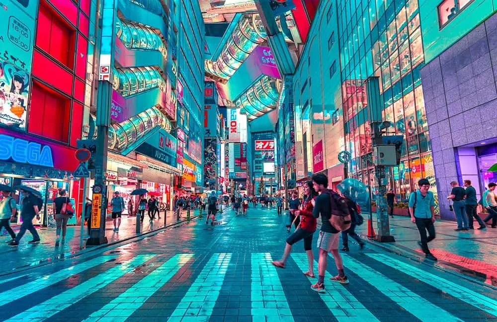 Crossing the street in Tokyo