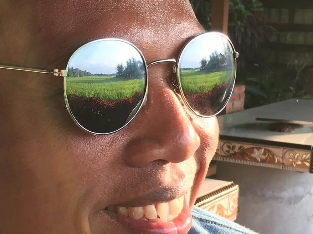 Rice field in sunglasses