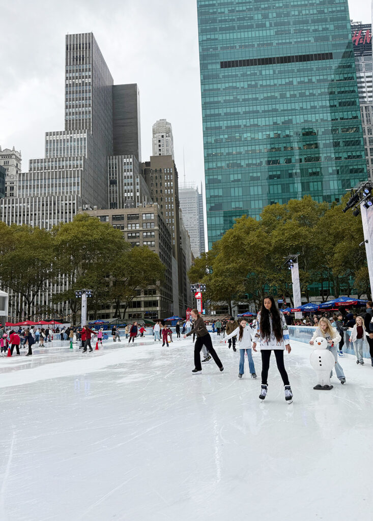 Watching ice skating at Bryant Park