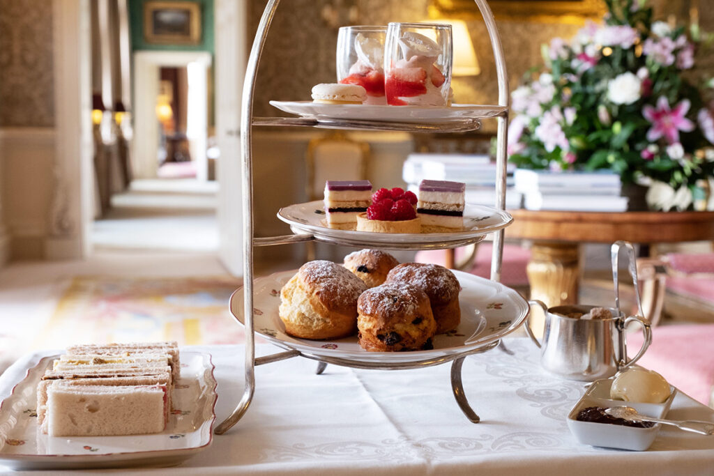 Afternoon tea with finger sandwiches and scones