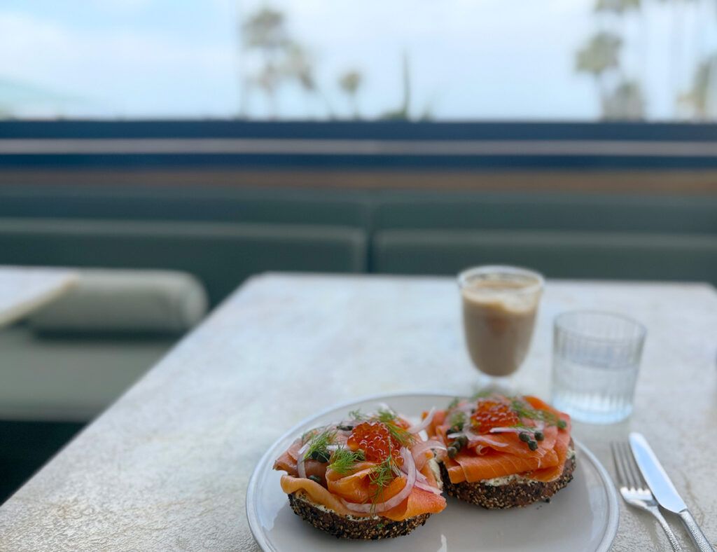 Salmon bagels for breakfast at Regent
