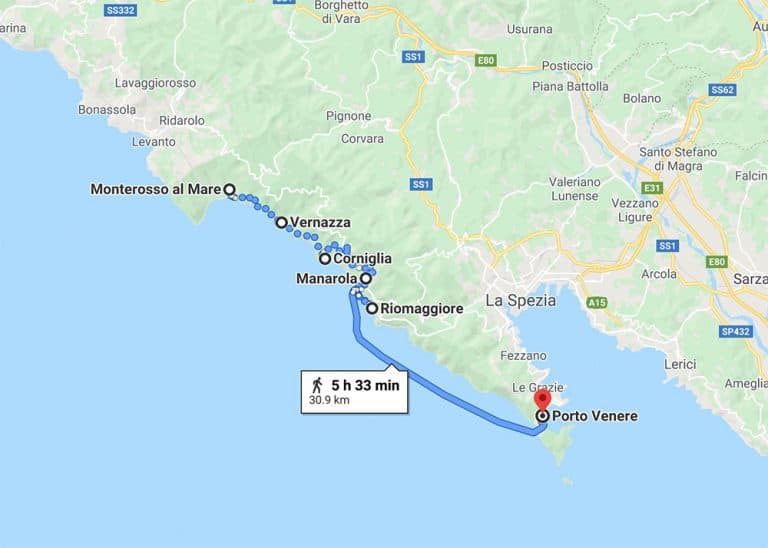 Where to stay in Cinque Terre - Map Of Cinque Terre 768x548