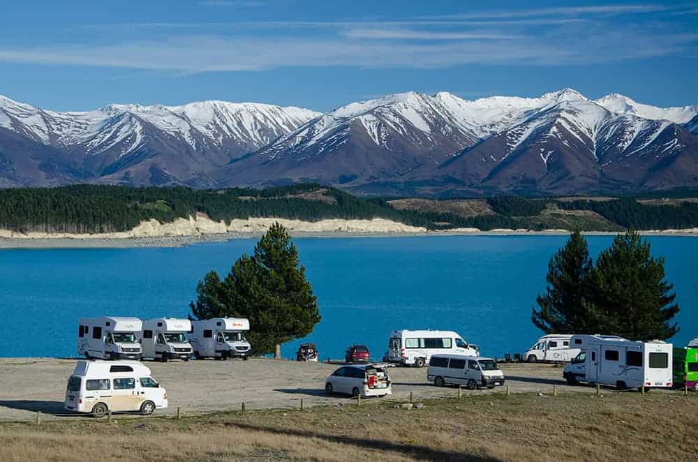 campervans at Lake Pukaki