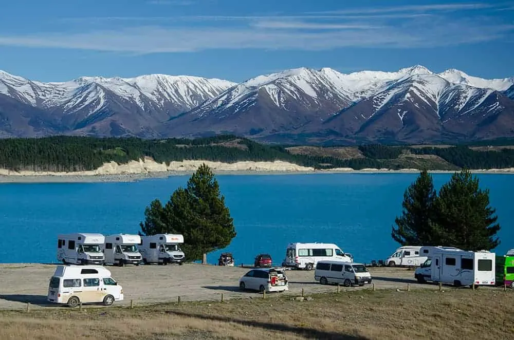 campervans at Lake Pukaki