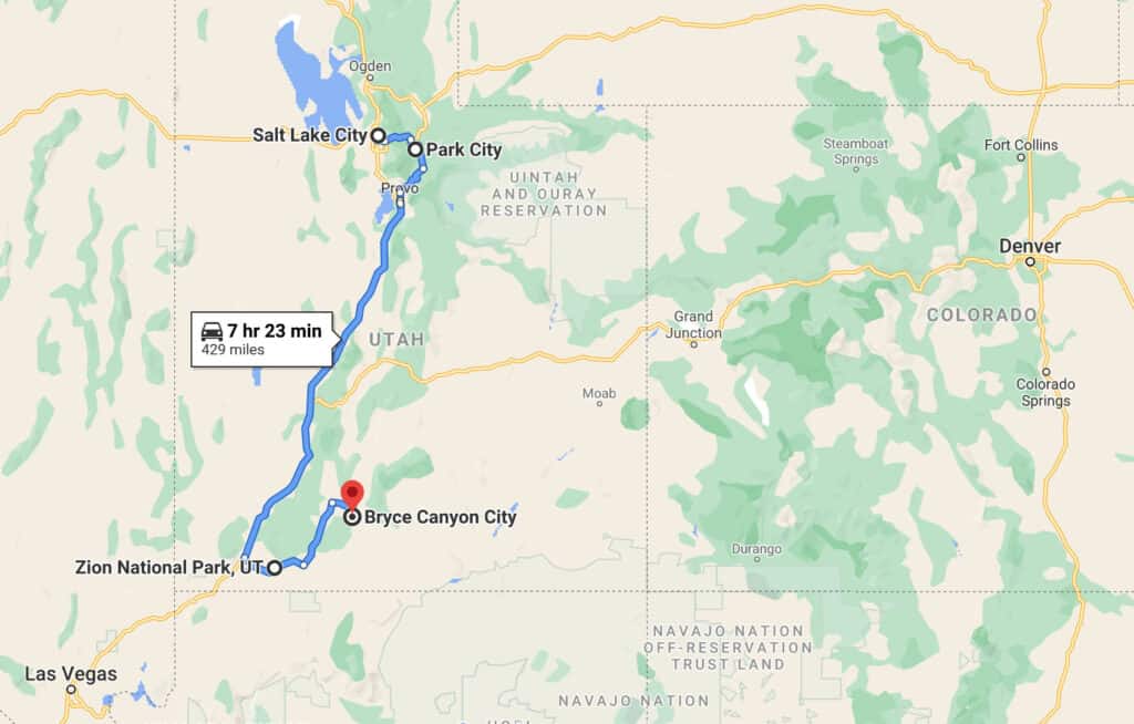 Utah road trip map
