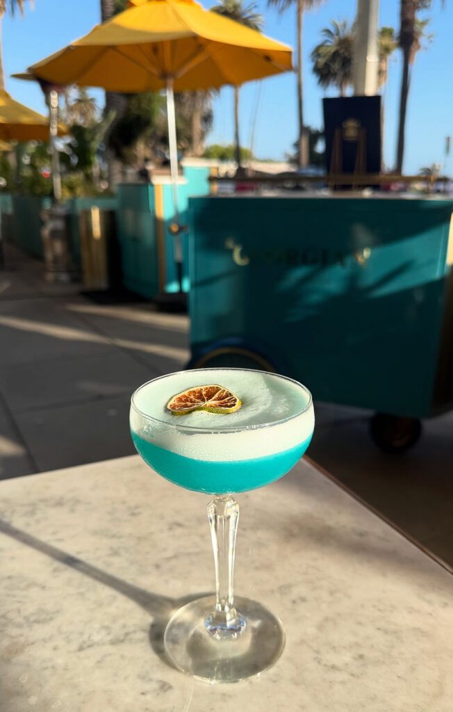 Blue sour cocktail at The Georgian Santa Monica