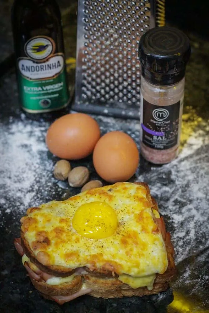 Croque madame with a fried egg on top