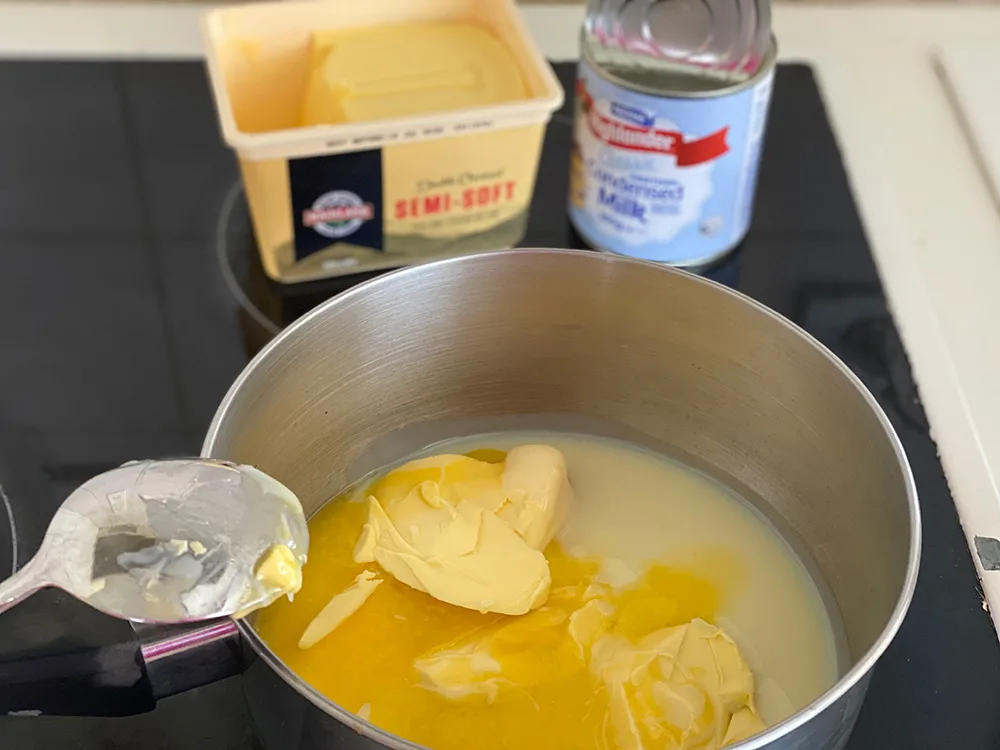 Condensed milk and butter melting