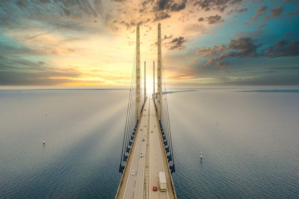 The Øresund Bridge connecting Denmark to Sweden