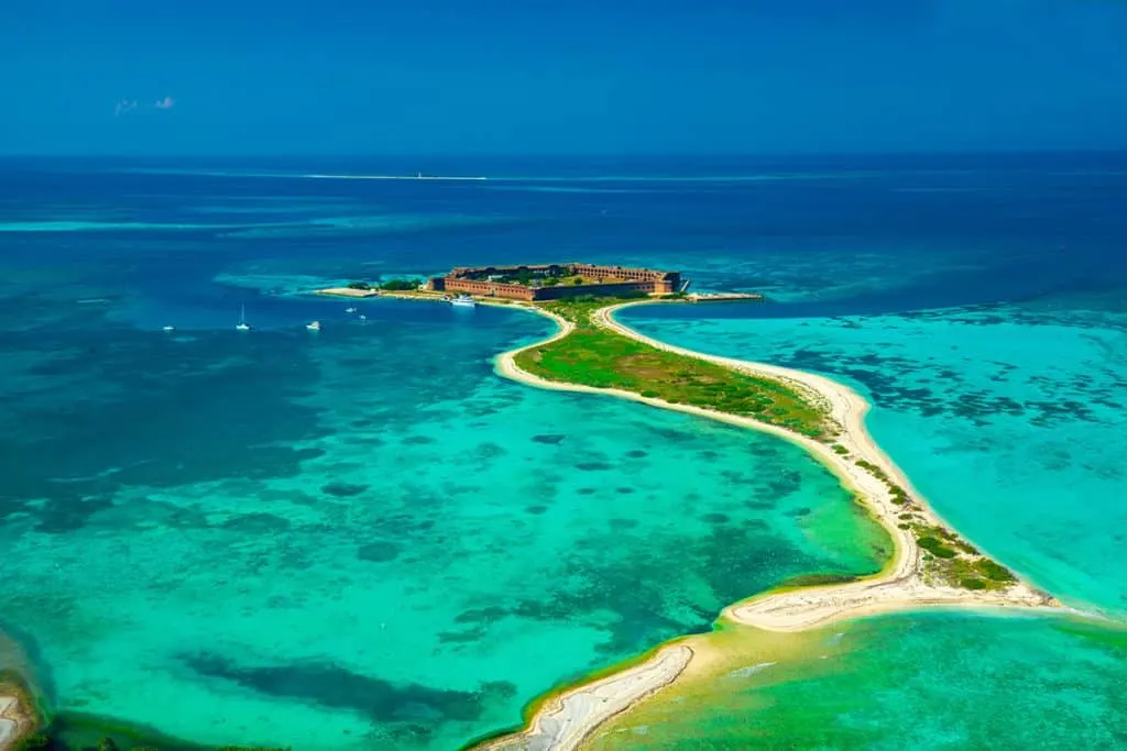 Aerial shot of Fort Jefferson National Park FL