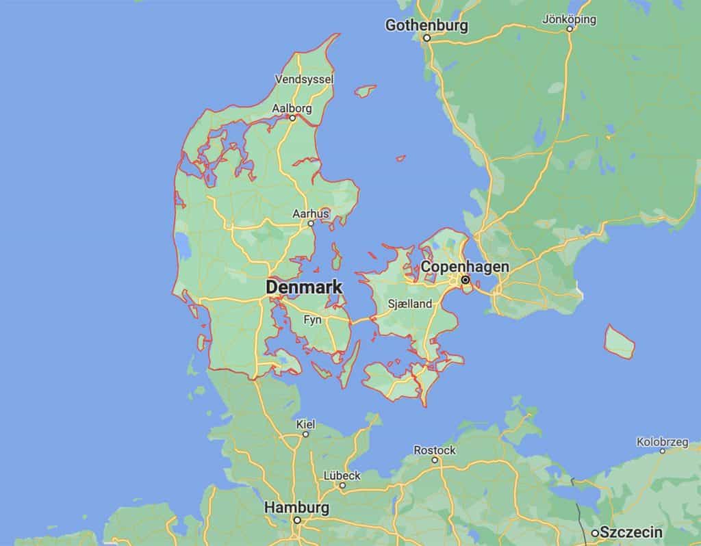 Map of Denmark