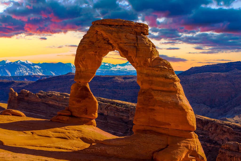 Beautiful sunset at Arches National Park, Utah