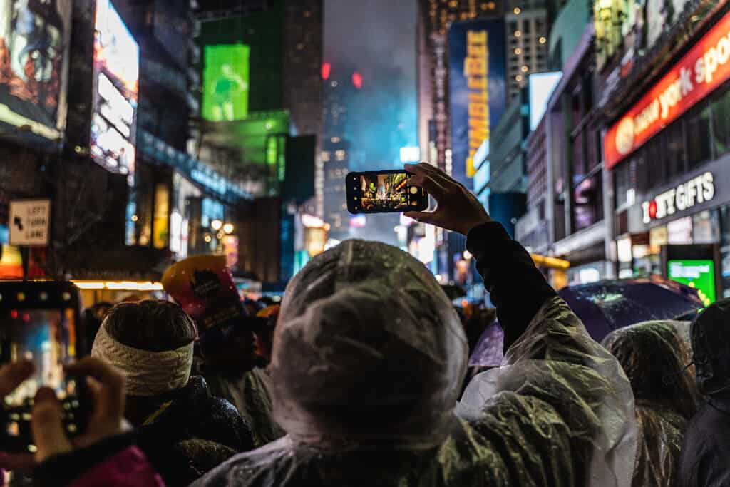 Jostling with the crowds for the ball drop