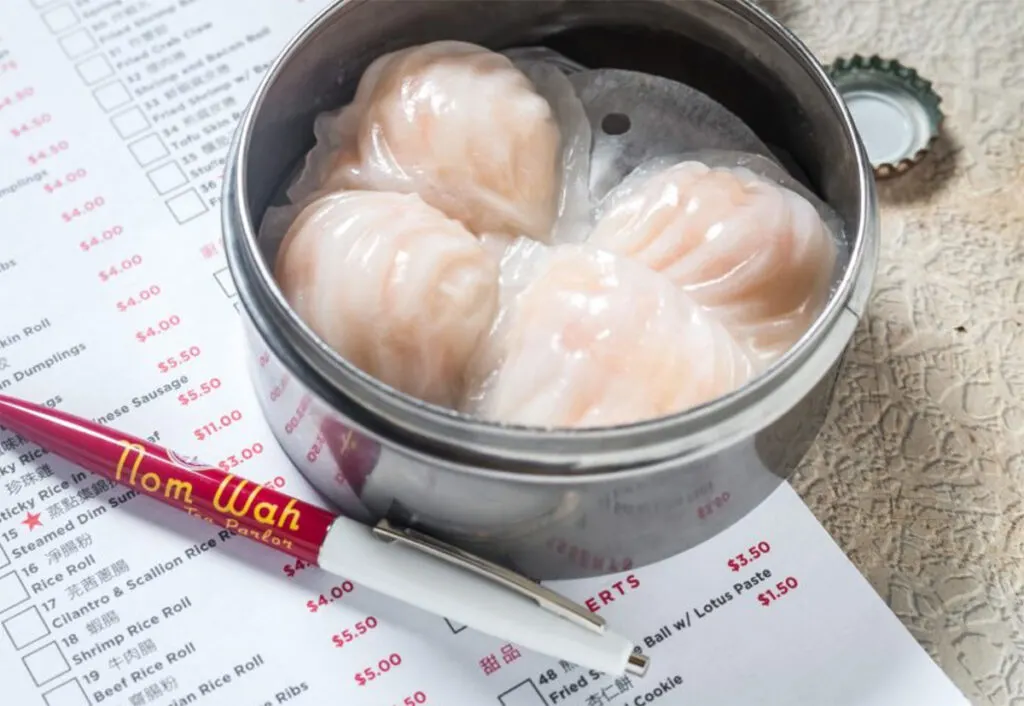 Steamed dumplings at Nom Wah