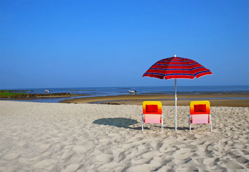 sun chairs on Cape Cod beach