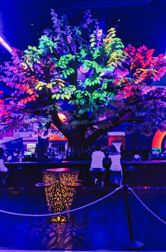 Under LED tree at Oddwood Bar Las Vegas