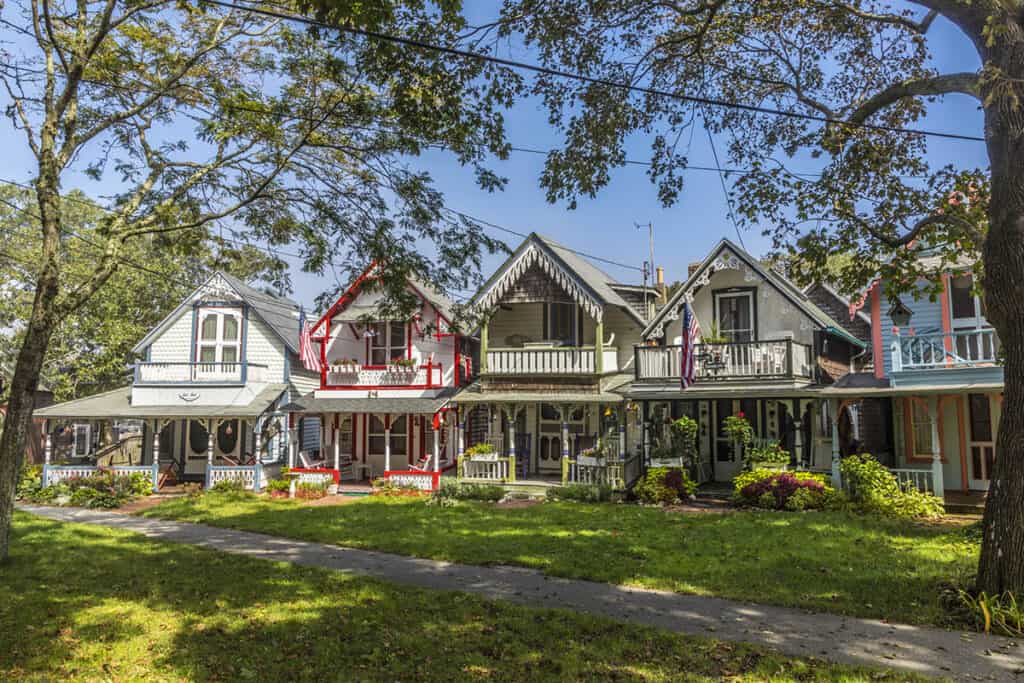 Carpenter Gothic Cottages with Victorian style on Martha's Vineyard.