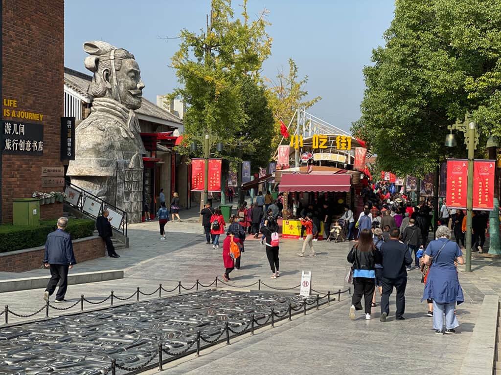 Souvenir shops and places to eat outside the Terracotta Warriors in Xi'an