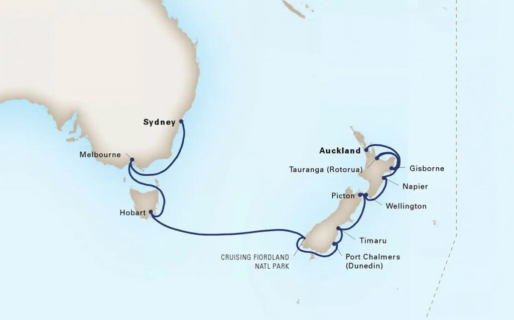 NZ to Australia cruise map