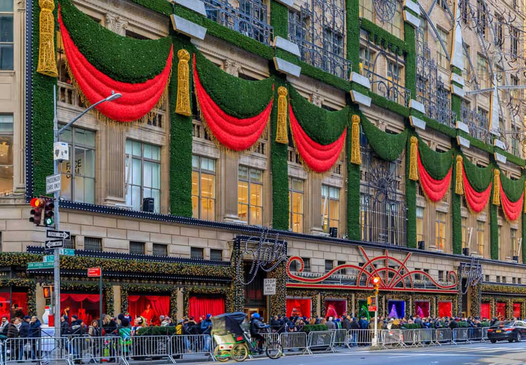 Crowds outside Saks Fifth Avenue to see the Christmas windows