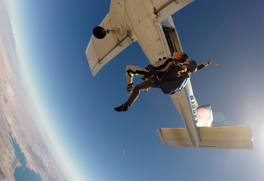 Leaping out of the plane over Las Vegas