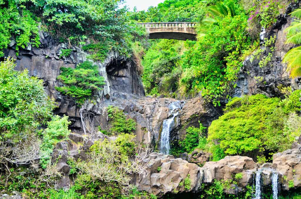 Beautiful waterfalls along the Hana Highway, Maui