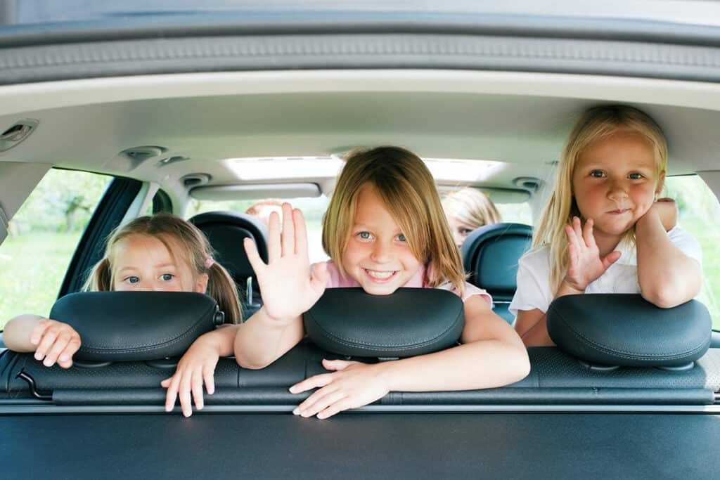 Excited girls in car