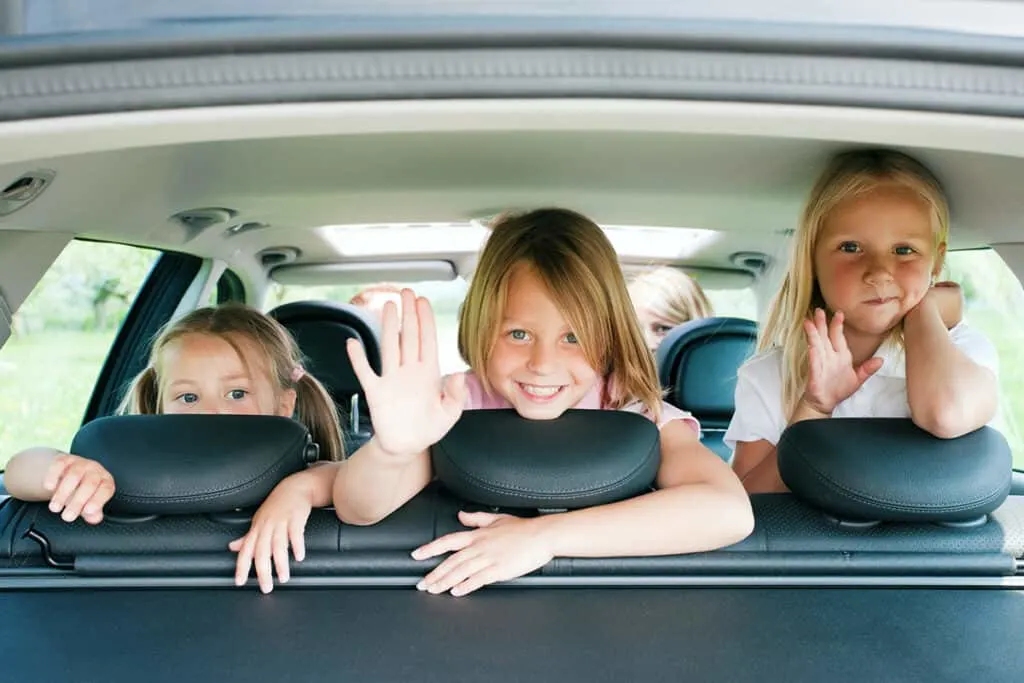 Excited girls in car