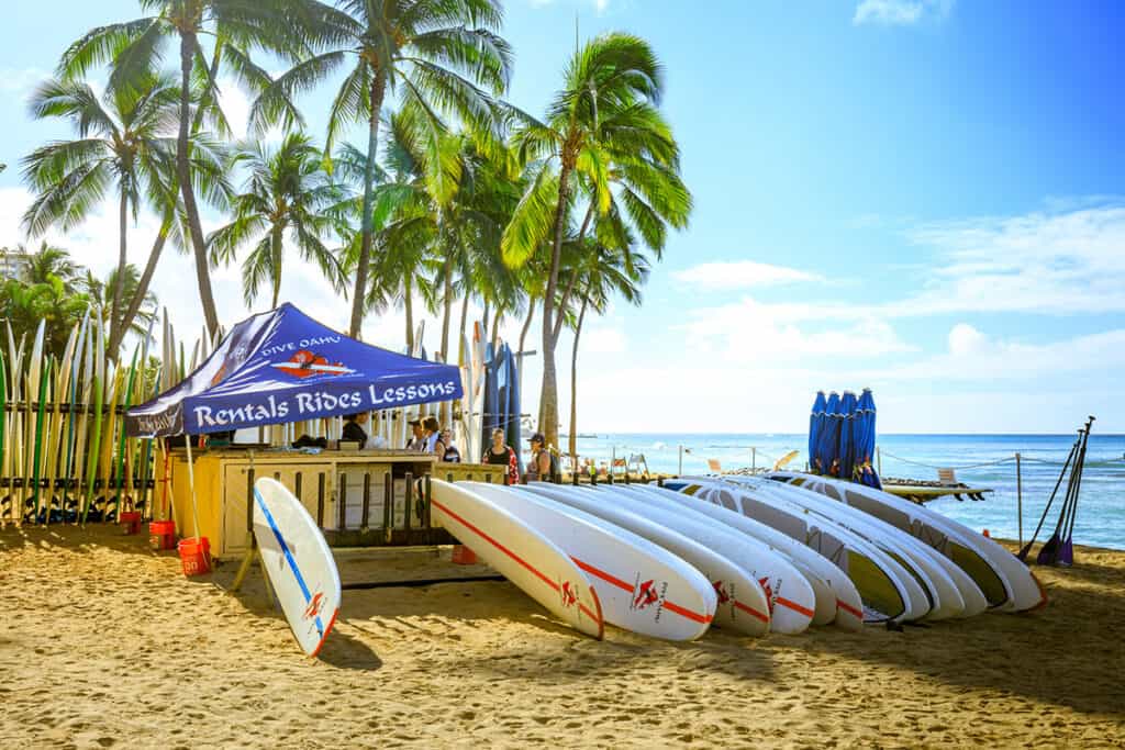 Surf lesson kiosk Waikiki