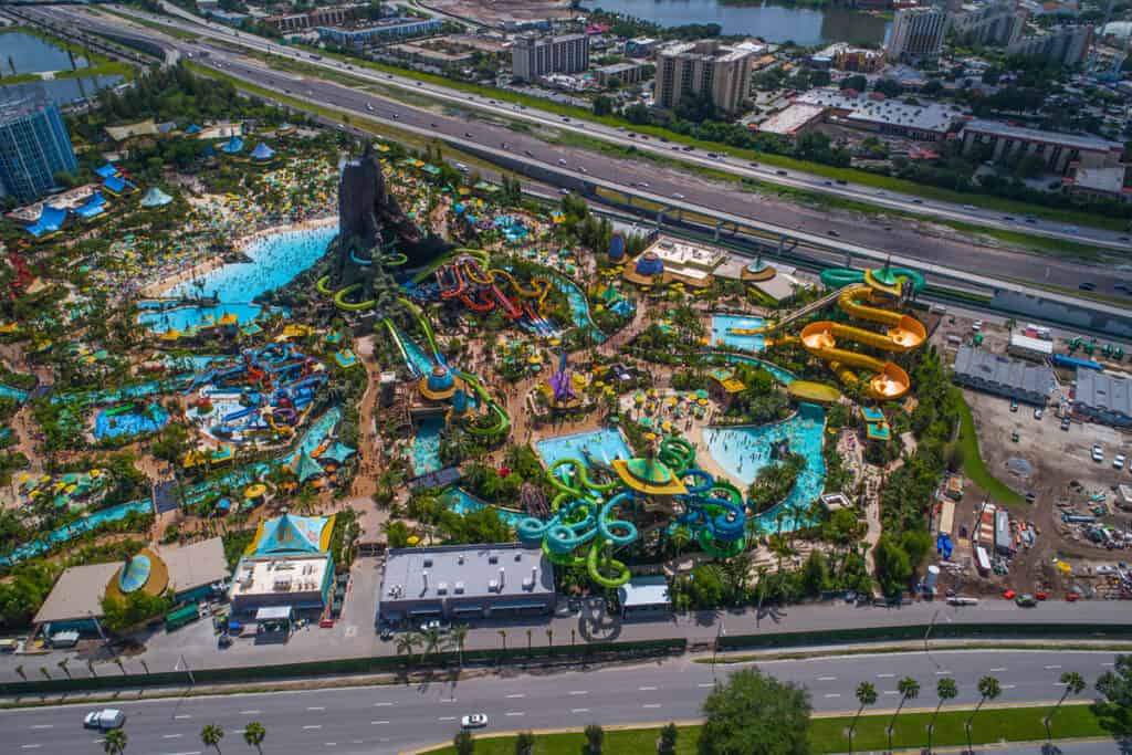 Aerial view of Volcano Bay