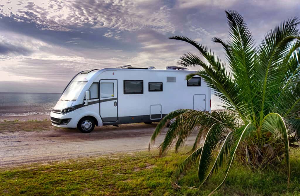 RV camper on beach