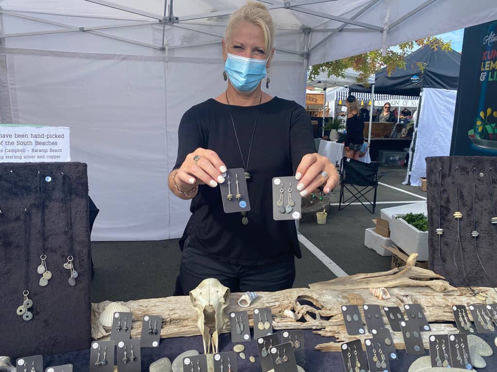 Pebble earrings at Nelson Market