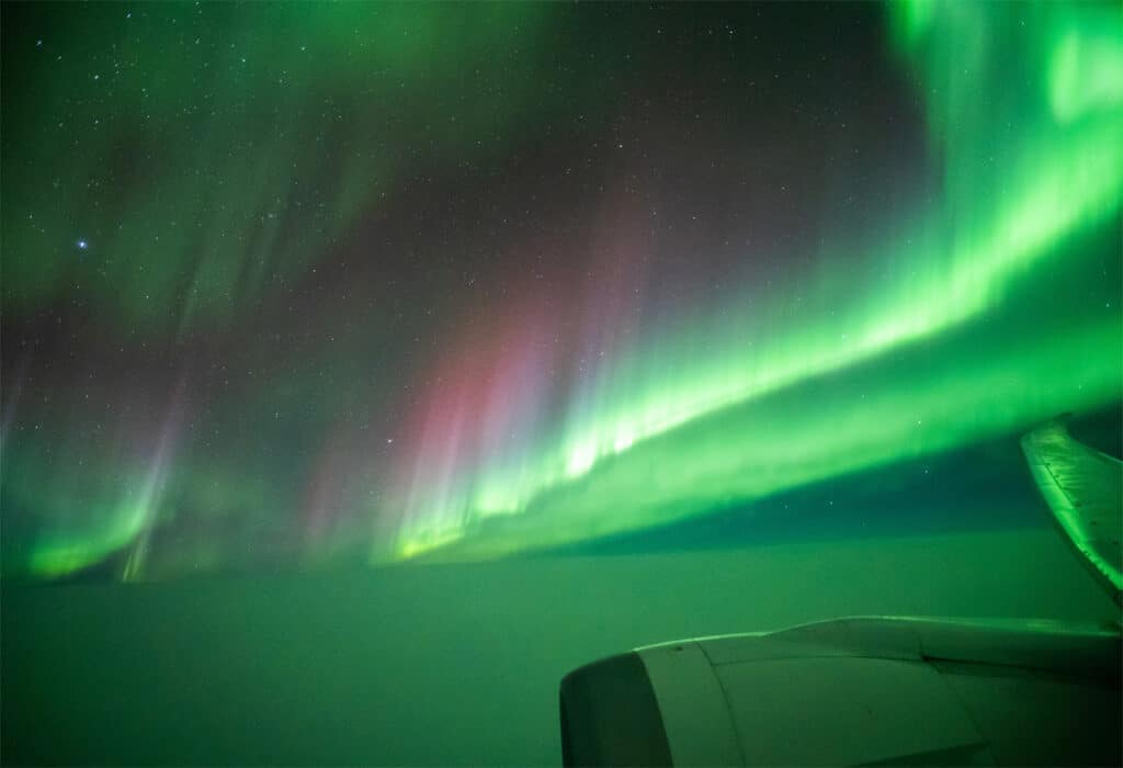 Southern lights from plane