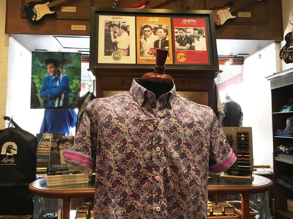 Lansky shirt and Elvis photos above in the Peabody Hotel store