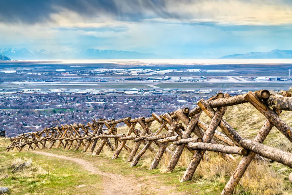 Ensign Peak Trail log fence