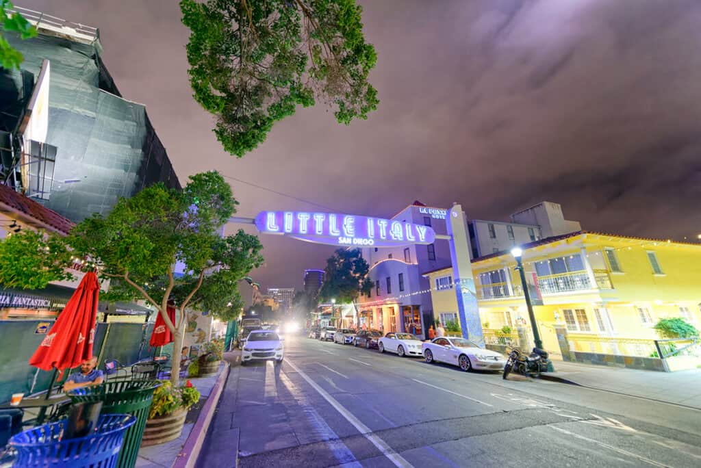 Little Italy San Diego by night