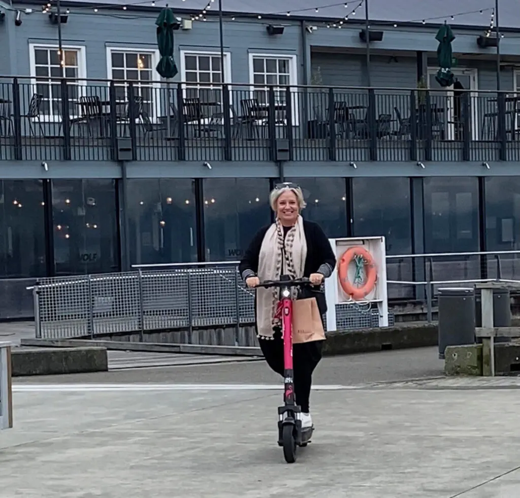 Riding an e-scooter in Wellington