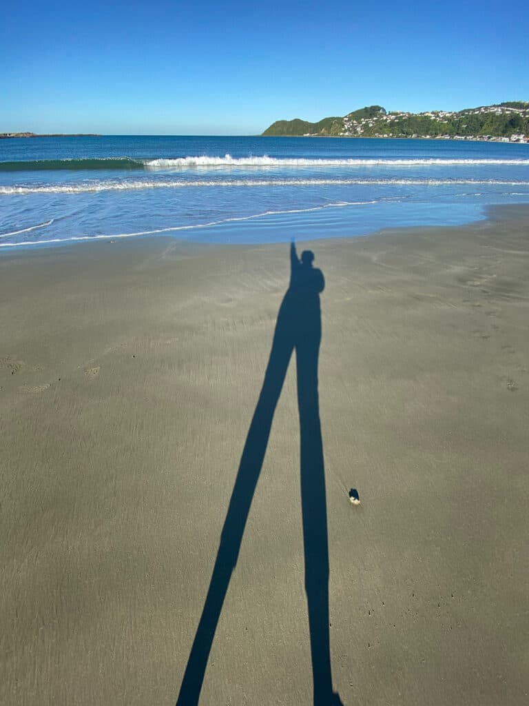 Megan shadow on beach