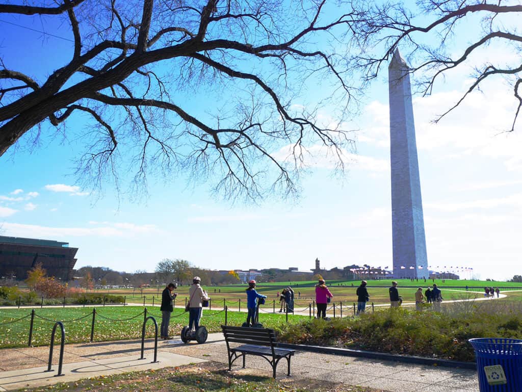 Segways around Washington monument