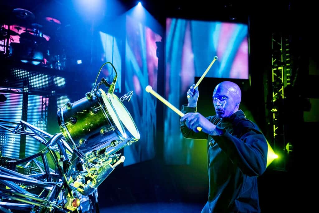 Percussion and comedy at Blue Man Group